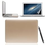 KVAGO for MacBook Air 13.3 Hard Case Protective Cover Skin 2-piece Snap-on Frosted Matte Rubberised Hard Shell Clip for MacBook Air 13.3 inch ( model: A1369 / A1466) + Transparent Keyboard Film + HD Screen Protector + Stylus Pen + Transparent Set of Dust Plug - Gold
