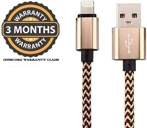 UNMCORE Nylon Braided Power Bank USB Charging Data Cable for iPhone (20 cm) - Gold
