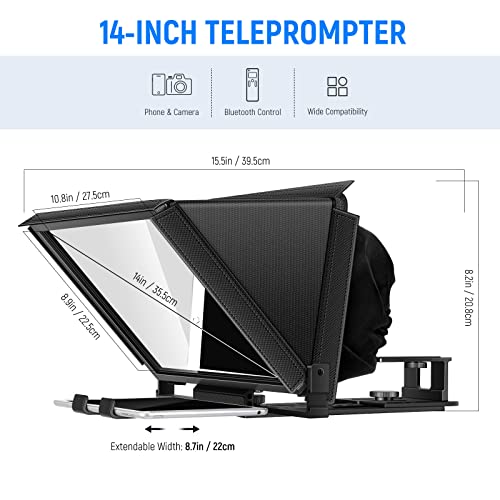 NEEWER X12 Aluminum Teleprompter With RT110 Remote Control (Connected Via Bluetooth On NEEWER