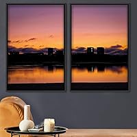 2 Piece Framed Canvas Wall Art Sunset Canvas Prints Home Artwork Decoration for Living Room,Bedroom - 16