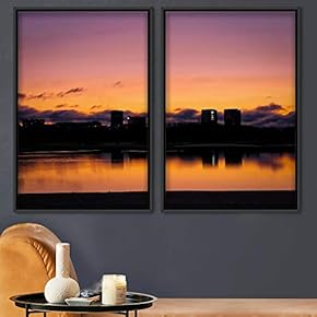 signwin 2 Piece Framed Canvas Wall Art Sunset...