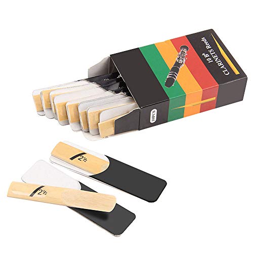 Vaorwne 10Pcs Bb Clarinet Reeds Strength 2.5 2-1/2 Reed Bamboo Woodwind Instrument Parts & Accessories