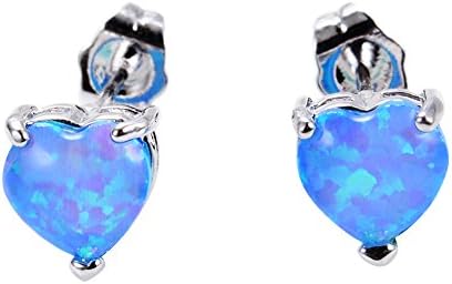 Damos JewelryAdeser Jewelry Girls' White Gold Plated Purple Opal Best Friend Engagement Wedding Heart Cut Earring Studs