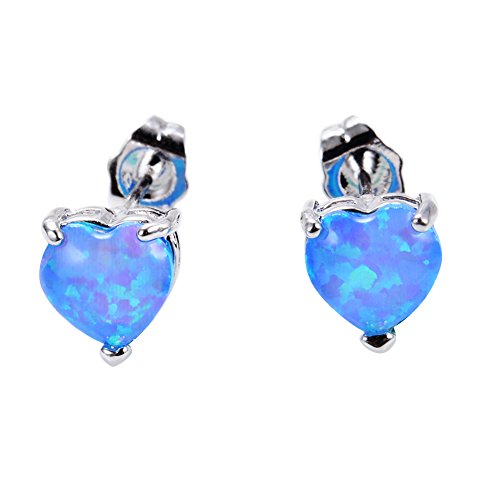 Damos JewelryAdeser Jewelry Girls' White Gold Plated Purple Opal Best Friend Engagement Wedding Heart Cut Earring Studs