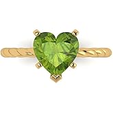 Clara Pucci 2 cttw Peridot 14K Yellow Gold Solitaire Ring for Women - Cocktail Statement Fashion Jewelry Gift (8.0mm, Heart Cut)