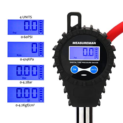 MEASUREMAN 21/2" Digital Style tire Inflation Gauge, Rubber