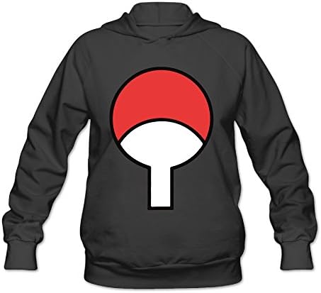 ALIMN Women's Naruto Uchiha Symbol Logo Hoodie Black