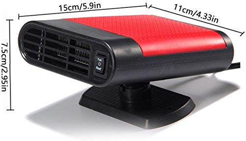 Portable Car Heater Car Defroster with Air Purification 12V 150W Auto Car 30 Seconds Fast Heating Defrost Defogger Demister Vehicle Ceramic Heater Fan for Windshield (Red01)