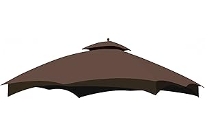 OLILAWN Outdoor Gazebo Replacement Canopy Top, 10' x 12' Double-Tier Gazebo Roof Cover with Air Vent, Heavy Duty Canopy Roof Gazebo Top for Lowe's Allen Roth Gazebo 10x12#GF-12S004B-1, Brown