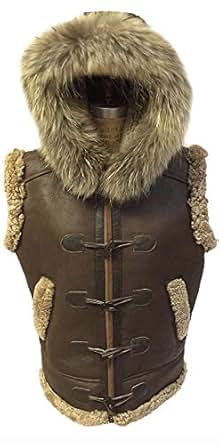 Fur vest with hood for men