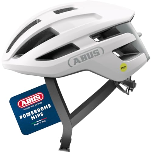 ABUS Road Bike Helmet PowerDome MIPS, Polar White, Size L