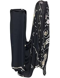 Black Embroidery Sequin Work Indian Sari Georgette Saree Dress