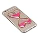 IKASEFU Clear Transparent Rubber Case for iPhone 5SE/5/5S,Cute Novelty Heart Shape Flowing Sand Slim Fit Clear Gel Liquid Case Cover for iPhone 5SE/5/5S-Sand,Pink