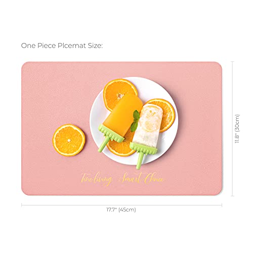 ALLONWAY Platzset, PU Leder Tischset, Tischsets Abwaschbar, wasserdichte Und Abwischbar Platzset, Platzdeckchen rutschfeste für Küche Speisetisch, Rosa, 45 cm × 32 cm (4er Set)