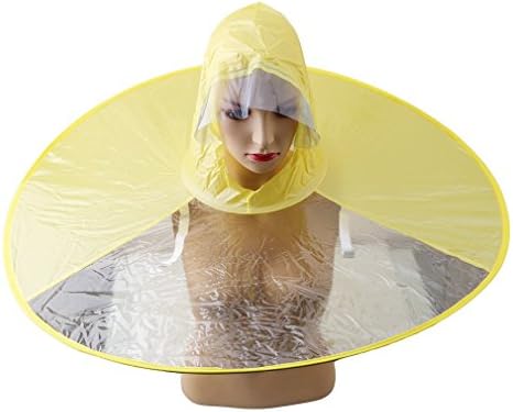 MAIDIEN Creative Portabe Foldable Waterproof Hands Free Headwear Rain Coat Hat Umbrella for Kids Adults Blue Small