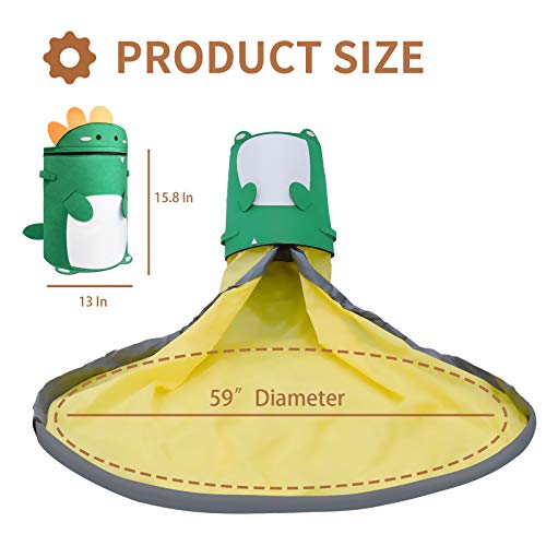 CAVWVTYU Toy Mat Storage Bag - Dinosaur Thick Felt Toy Storage Basket Waterproof Oxford Play mat for kids 2-in-1 Drawstring Toy Storage Bag with 15.8” tall by 13” Diameter & 59\'\' Durable Toy Mat Bag Play Mat