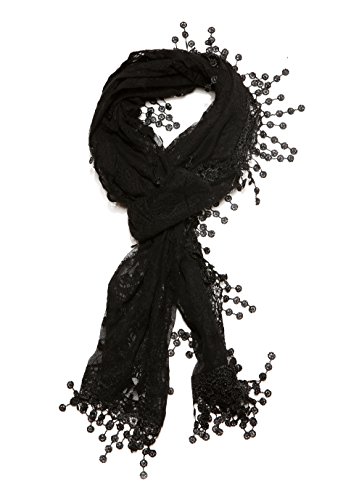 Women's lightweight Feminine lace teardrop fringe Lace Scarf Vintage Scarf Mesh Crochet Tassel Cotton Scarf for Women
