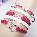 Alloy Charms Infinity Love Double Heart Multi Strand leather bracelets