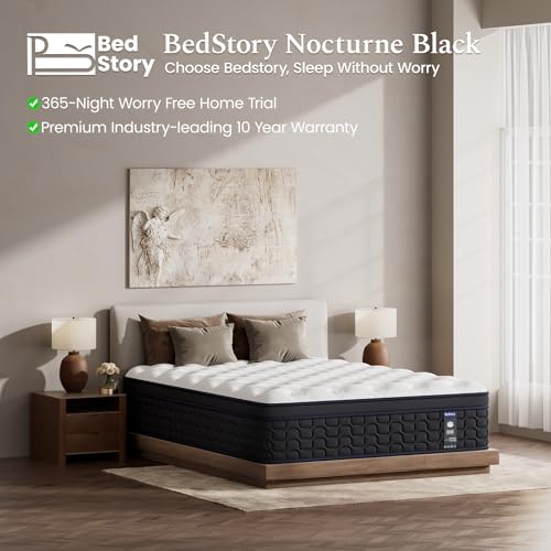 BedStory Double Mattress Firm, 10 Inch Deep Sleep Hybrid Full Mattress with Pocket Coils, Matelas Double in a Box for Motion-Isolation ＆ Pressure Relief, CertiPUR-US Certified, 365-Night Trial