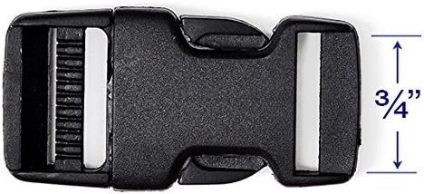 Joyce Trim 20mm (3/4) Black Plastic Adjustable Side Release Buckle by 4 set, TR-11830B