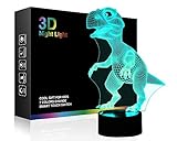 3D Illusion Night Light for Kids Baby Dinosaur 3D Lamp 7 LED Colors Changing Touch Table Desk Lamps Bedroom Decorative Lighting Cool Toys Gifts Birthday Holiday Xmas for Nursery Toddler Friends