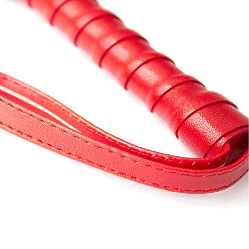 3 Pack Leather Handcuffs Set Adjustable Handcuffs with Leather Whip with Feather Red - Thumbnail 7