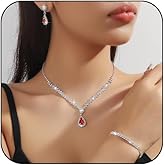 Silver Jewelry Set for Prom,Elegant Prom Jewelry Set Crystal Rhinestone Necklace Earrings Bracelet Brides Wedding Prom Dresses Costume Jewelry Accessories for Women