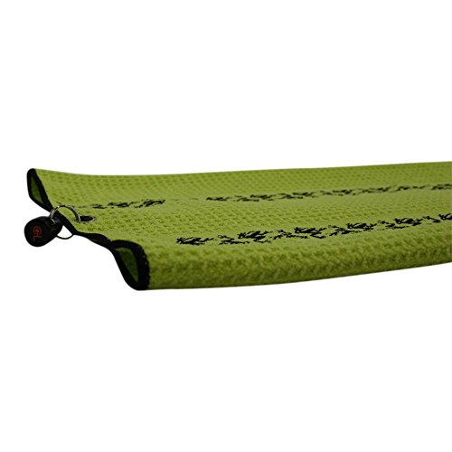 Frogger Golf Microfiber Waffle TRAX Towel with Bag Latch-It, Lime Green/Black, 20" x 24"