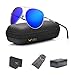 LUENX Aviator Sunglasses for Mens Womens Polarized Mirror with Case - UV 400 Protection 60mm Dark Blue