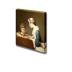 The Young Schoolmistress by Jean-Baptiste-Simeon Chardin - Canvas Print Wall Art Famous Painting Reproduction - 12" x 12"