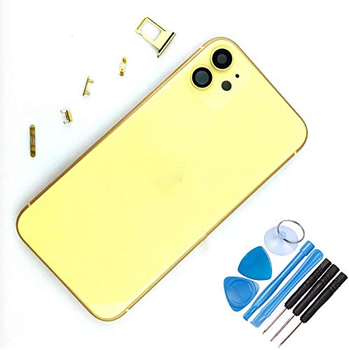 THE TECH DOCTOR Replacement Mid-frame Chassis Back Housing Cover for iPhone 11 6.1" - Complete with Tools - Professional Repair Kit (Yellow)