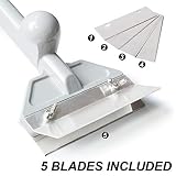 Premium Heavy Duty Grill Scraper With Easy Grip Handle Universal Commercial Grade Metal Flat Top Griddle Scraper For Cast Iron With 4 Stainess Steel Replacement Blades BBQ Barbeque Cleaner Tool BACOHO