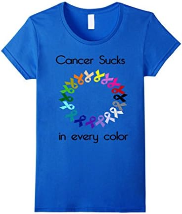 Women's Cancer Sucks All of the Awareness Ribbons T-Shirt XL Royal Blue
