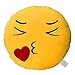EvZ Emoji Kiss Girl Face Emoticon Cushion Stuffed Plush Soft Pillow, Official Certified, 32cm Yellow