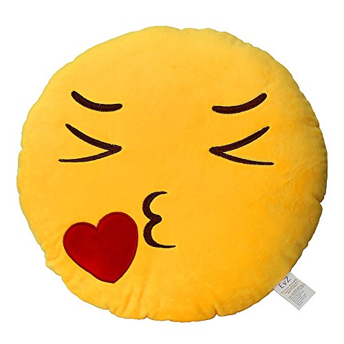 Evz 32cm emoji smiley emoticon yellow round cushion stu…