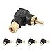 Electop 5 Pack RCA Male to RCA Female Right Angle Adapter 90 Degree Connector Black