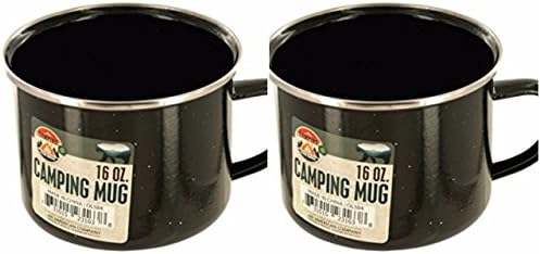 Camping Coffee Cup Large Soup Dinking Mug Enamel Set Of 2