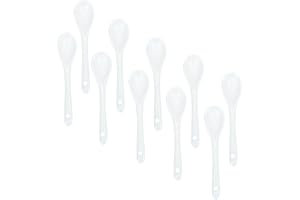 Lotatheta White 10 pcs Porcelain Egg Spoons Ceramic Spoons 4.7 inch Coffee Dessert Yogurt Tea Milky Tea