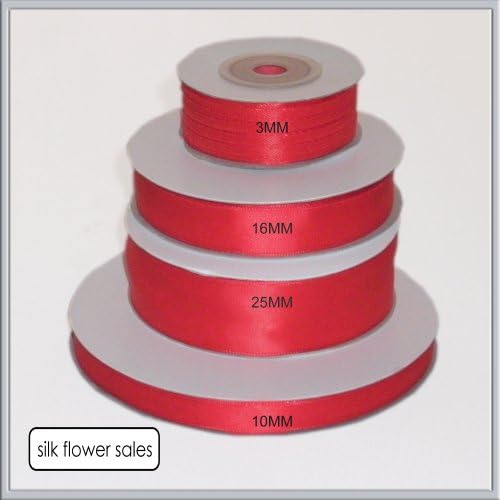 single roll of Red Double faced Satin Ribbon 3mm, 10mm, 16mm, 25mm widths (16mm x 25M)