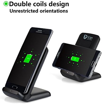 Fast Wireless Charger,Itian 2 Coils QI Wireless Charging Pad Stand A18F for Samsung Note8 S8 S8+ S7 S7 Edge Note 5 S6 Edge +,Regular Charging for iPhone 8/8 Plus, iPhone X, S6 S6 Edge(No AC Adapter)