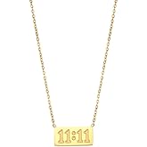 HIJONES Women's Stainless Steel 11 11 Angel Number Necklace Dainty Bar Pendant Necklace Choker Chain Numerology Jewelry