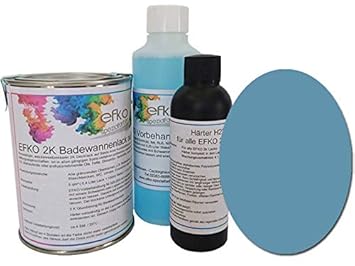 Badewannenlack Badewannenfarbe Duschwannenlack Duschwannenfarbe Pastellblau RAL5024 seidenglänzend Menge Set für ca. 2,5 qm