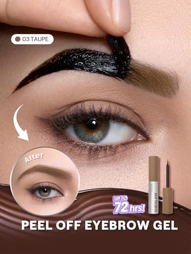 SHEGLAM Tint Lock Tattoo Peel Off Brow Gel – Long-Lasting Brow Tint, Waterproof & Smudge-Resistant, Shapes Defines & Fills Brows, Natural Semi-Permanent Eyebrow Gel Stain (Taupe)
