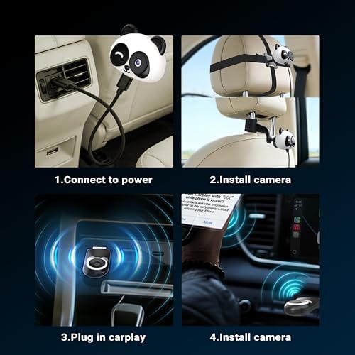 MINIX CA520 Wireless CarPlay Baby Car Camera for iPhone, 1080P HD Rear Seat Baby Monitor with Night Vision, 150° Wide View, Low Latency, Plug & Play for Factory Wired CarPlay Vehicles