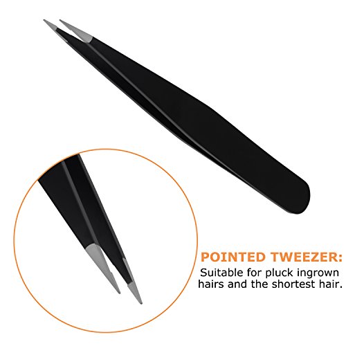 Ameauty Tweezers Set, 3 Pcs Slant Flat Pointed Professional Stainless Steel Tip Tweezers with Travel Case, Best Precision Eyebrow Tweezers and Ingrown Hair Remover for Both Women and Men - Thumbnail 4
