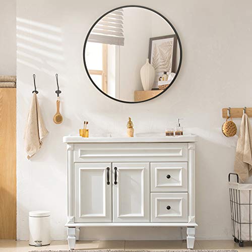 BEAUTYPEAK Circle Mirror Black 18 Inch Wall Mounted Round Mirror with