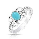 Bling Jewelry Celtic Knot Triquetra Simulated Turquoise 925 Silver Ring