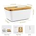 KKTICK Large Butter Dish, Ceramic Butter Keeper with Knife and Wooden Lid, White Butter Holder Perfect for 2 Sticks of Butter Keep Fresh, Porcelain Butter Container