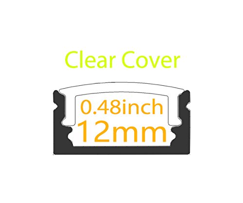 LightingWill Clear LED Aluminum Channel U Shape 3.3Ft/1M 5 Pack Anodized Black Extrusion for <12mm 5050 3528 LED Flex/Hard Strip Lights with Covers, End Caps, and Mounting Clips TP-U02B5
