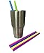 JUSLIN Silicone Straws 10Pcs Straight Smoothies straws for 30&20 oz Tumblers-Reusable Rubber Straws Extra Long for Yeti/Rtic/Ozark with 2 Brushes